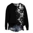thumbnail image 1 of WTOBBY Women's Christmas Printed Long Sleeve Loose Round Neck Sweatshirt Top, Cozy and Lightweight for Fall Season, Holiday Theme Fashion Top for Casual and Party Wear,Black L, 1 of 4