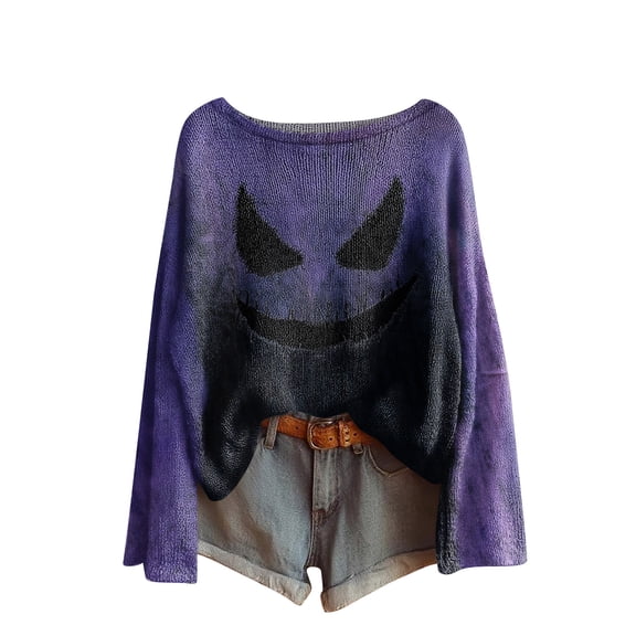 WTOBBY Women's Christmas Themed Print Cardigan, Long Sleeve Jacket with Snowman and Snowflake Design, Ideal for Seasonal Parties and Daily Wear,Purple S