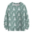 thumbnail image 1 of WTOBBY Women's Christmas Themed Woolen Sweatshirt, Long Sleeve Christmas Print Pullover, Cute and Comfortable Top for Fall and Winter Seasonal Activities,Light Blue 2XL, 1 of 3