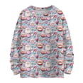 thumbnail image 1 of WTOBBY Women's Christmas Themed Woolen Sweatshirt, Long Sleeve Christmas Print Pullover, Cute and Comfortable Top for Fall and Winter Seasonal Activities,Sky Blue XL, 1 of 3