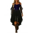 thumbnail image 1 of WTOBBY Women's Cold Shoulder Gothic Dress Solid Color Chiffon Butterfly Sleeve Plus Size Irregular Hem Halloween Party Costume Dress,Purple XL, 1 of 5