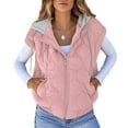 thumbnail image 1 of WTOBBY Women's Color Block Sleeveless Vest, Drawstring Hooded Tank Jacket, Casual All-Match Outerwear, Lightweight Layering Piece, Streetwear Style for Women,Pink 2XL, 1 of 5