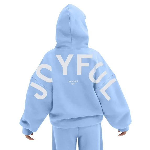 WTOBBY Women's Colorblock Sweatshirt Long Sleeve Casual Comfortable Loose Lightweight Pullover with JOYFUL Letter Print, Fashionable and Comfortable for Women's Wardrobe,Blue L