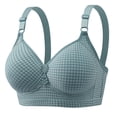 thumbnail image 1 of WTOBBY Women's Comfort Underwire Bra: Fashion Thin Moulded Cup with Plaid Pattern Design, Smooth T-Shirt Bra with Three Rows of Adjustable Back Hooks for Perfect Fit,Blue S（38/85）, 1 of 2