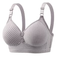 thumbnail image 1 of WTOBBY Women's Comfort Underwire Bra: Fashion Thin Moulded Cup with Plaid Pattern Design, Smooth T-Shirt Bra with Three Rows of Adjustable Back Hooks for Perfect Fit,Gray S, 1 of 4
