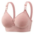 thumbnail image 1 of WTOBBY Women's Comfort Underwire Bra: Fashion Thin Moulded Cup with Plaid Pattern Design, Smooth T-Shirt Bra with Three Rows of Adjustable Back Hooks for Perfect Fit,Pink S（38/85）, 1 of 2