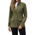 thumbnail image 1 of WTOBBY Women's Composite Velvet Windbreaker Jacket Long Sleeve Hooded Waterproof Rain Coat Solid Color Zip Up Fleece Lined Warm Outerwear for Hiking Travel,Army Green L, 1 of 7