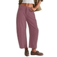 thumbnail image 1 of WTOBBY Women's Corduroy Pants Casual Straight Leg Trousers, Solid Color Relaxed Fit Comfortable Everyday Wide Leg Corduroy Pants for Women,Pink 2XL, 1 of 7