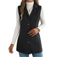 thumbnail image 1 of WTOBBY Women's Corduroy Vest Jacket, Sleeveless Lapel Button Front, Solid Color Casual Tank, Vintage Style Outerwear, Perfect for Layering in Fall and Winter,Black L, 1 of 8