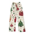 thumbnail image 1 of WTOBBY Women's Cozy Plush Christmas Pattern Pajama Pants - Holiday Themed Sleepwear with Soft Fleece Lining for Winter Home Lounge and Relaxation - Comfortable Fit,Beige L, 1 of 5