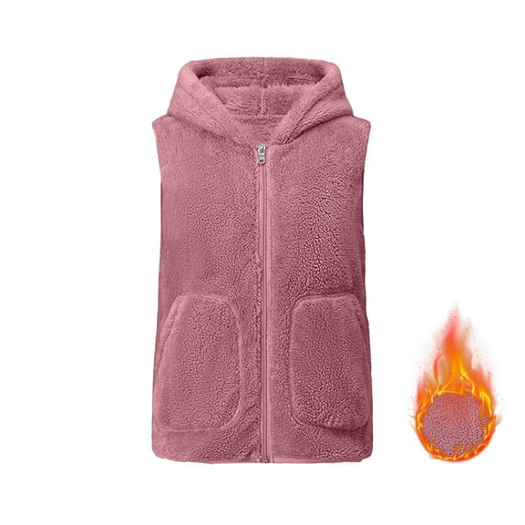 WTOBBY Women's Double Faced Coral Fleece Vest Winter Thickened Padded Warm Gilet Sleeveless Plus Size Waistcoat Reversible Insulated Outerwear for Extreme Cold Weather,Pink 3XL