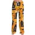 thumbnail image 1 of WTOBBY Women's Drawstring Halloween Print Trousers, Casual Loose Fit Novelty Pants with Elastic Waist for Seasonal Holiday Outfits,Orange S, 1 of 7