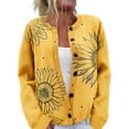 thumbnail image 1 of WTOBBY Women's Fall and Winter Retro Geometric Print Knit Cardigan, Long Sleeve Sweater for Casual and Fashionable Outfits, Cozy and Stylish,Yellow M, 1 of 6