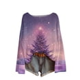 thumbnail image 1 of WTOBBY Women's Fashion Casual Christmas Print Round Neck Long Sleeve Knitted Sweater, Holiday Theme Cozy Pullover Top for Winter, Christmas Tree Snowflake Pattern Design,Purple S, 1 of 4