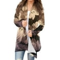 thumbnail image 1 of WTOBBY Women's Fashion Casual Halloween Printed Mid-Length Cardigan Jacket Asymmetrical Hem Cover Up Long Sleeve Open Front Lightweight Top,Beige L, 1 of 6