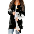 thumbnail image 1 of WTOBBY Women's Fashion Casual Halloween Printed Mid-Length Cardigan Jacket Asymmetrical Hem Cover Up Long Sleeve Open Front Lightweight Top,Black 2XL, 1 of 6