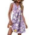 thumbnail image 1 of WTOBBY Women's Fashion Casual Printed V-Neck Button Vest Sleeveless Dress with Pocket, Floral Print Design for Summer Outfits, Lightweight and Comfortable for Everyday Use,Light Purple 2XL, 1 of 5