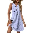 thumbnail image 1 of WTOBBY Women's Fashion Casual Printed V-Neck Button Vest Sleeveless Dress with Pocket, Tie-Dye Colorful Print for Summer Wear, Comfortable and Stylish for Beach and Outings,Light Purple M, 1 of 5