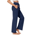 thumbnail image 1 of WTOBBY Women's Fashion Casual Solid Color High Waist Drawstring Yoga Pants, Sporty Trousers with Pockets for Active Wear, Comfortable Fit for Yoga and Casual Use,Navy 2XL, 1 of 4