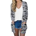 thumbnail image 1 of WTOBBY Women's Fashion Comfortable Halloween Printed Mid-Length Cardigan Jacket Casual Long Sleeve Open Front Cover Up With Pockets Fall Layering Piece,Light Gray S, 1 of 7