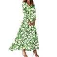 thumbnail image 1 of WTOBBY Women's Fashion Floral Print 3/4 Sleeve Loose Casual Dress, Comfortable Flowy Midi Sundress with Feminine Silhouette for Daily Wear,Fluorescent Green 2XL, 1 of 4