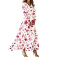 thumbnail image 1 of WTOBBY Women's Fashion Floral Print 3/4 Sleeve Loose Casual Dress, Comfortable Flowy Midi Sundress with Feminine Silhouette for Daily Wear,Pink 2XL, 1 of 4