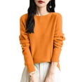 thumbnail image 1 of WTOBBY Women's Fashion Knit Round Neck Pullover Base Layer Sweater, Solid Color Long Sleeve Top for Layering and Casual Wear, Versatile and Stylish,Orange XL, 1 of 4