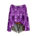thumbnail image 1 of WTOBBY Women's Fashion Long Sleeve Halloween Print Sweater, Themed Pullover with Spooky Designs, Cozy and Stylish Top for Fall Parties and Events,Purple M, 1 of 5