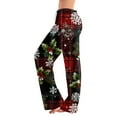 thumbnail image 1 of WTOBBY Women's Fashion Loose Casual Pants with Christmas Print for Stylish and Comfortable Everyday Wear and Holiday Themes,Deep Red L, 1 of 6