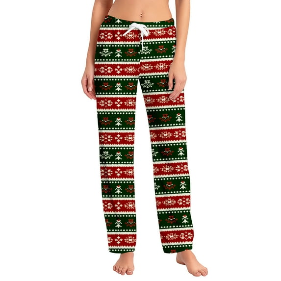 WTOBBY Women's Fashion Loose Fit Christmas Snowman Print Pajama Pants, Casual Sleepwear with Drawstring Elastic Waist, Comfortable Straight Leg for Yoga and Lounge,Hot Pink 2XL
