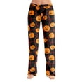 thumbnail image 1 of WTOBBY Women's Fashion Loose Halloween Print Casual Pants Home Sleep Pants without Drawstring Elastic Waist Comfy Straight Yoga Trousers for Lounge,Ginger 2XL, 1 of 7