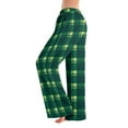 thumbnail image 1 of WTOBBY Women's Fashion Plaid Print Elastic Waist Drawstring Loose Fit Pajama Bottoms with Straight Leg Design for Comfortable Sleeping and Home Activities,Army Green L, 1 of 4