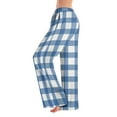 thumbnail image 1 of WTOBBY Women's Fashion Plaid Print Elastic Waist Drawstring Loose Fit Pajama Bottoms with Straight Leg Design for Comfortable Sleeping and Home Activities,Light Blue XL, 1 of 4