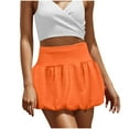 thumbnail image 1 of WTOBBY Women's Fashion Solid Color High Waist Bubble Skirt, Double Layer Design with Light Stretch, Casual Half Skirt for Office and Party Wear, Elegant Tiered Style,Orange M, 1 of 5