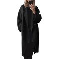 thumbnail image 1 of WTOBBY Women's Fashion Solid Color Lapel Wool Blend Coat, Long Sleeve Winter Outerwear with Classic Design, Warm and Elegant Jacket for Cold Weather,Black L, 1 of 4