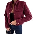 thumbnail image 1 of WTOBBY Women's Fashion Solid Color Tops Long Sleeve Jacket Zipper Coat, Versatile and Lightweight Outerwear for Everyday Fashion and Comfort,Wine L, 1 of 6