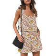thumbnail image 1 of WTOBBY Women's Fashion Summer Two Piece Outfit Floral Print Sleeveless Cropped Top and High Waist Shorts Set with Pockets Casual Bodysuit for Comfort ,Pink XL, 1 of 5