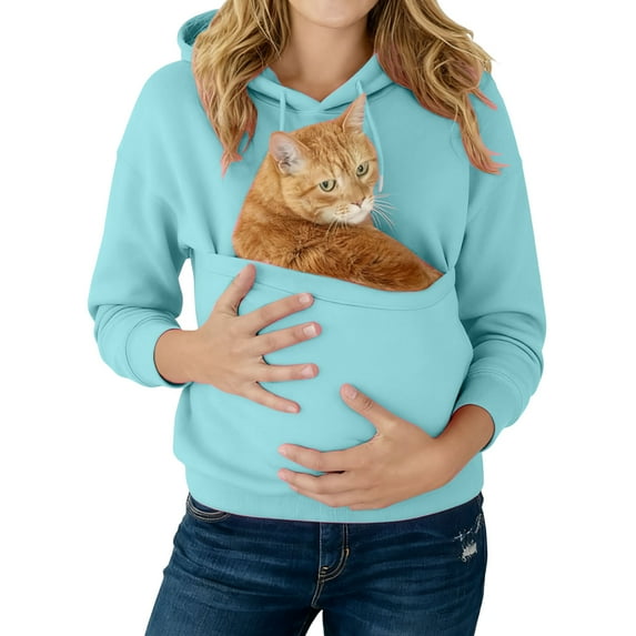 WTOBBY Women's Fashion Zipper Hoodie Long Sleeve Hooded Pullover Sweatshirt Casual Solid Color Tops with Pockets, Comfortable Loose Fit for Daily Outdoor Activities,Sky Blue M
