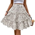 thumbnail image 1 of WTOBBY Women's Fashionable Floral Print Casual Skirt with Elastic Waist and Adjustable Strap, Versatile Half Skirt Design for Everyday Wear, Boho Chic Summer Outfits,White L, 1 of 3