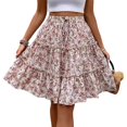 thumbnail image 1 of WTOBBY Women's Fashionable Floral Print Casual Skirt with Elastic Waist and Adjustable Strap, Versatile Half Skirt Design for Everyday Wear, Boho Chic Summer Outfits,Red L, 1 of 5