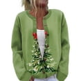 thumbnail image 1 of WTOBBY Women's Festive Christmas Print Knit Cardigan, Long Sleeve Pullover with Cute Designs, Cozy for Fall and Winter Holiday Seasons,Army Green L, 1 of 6