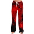 thumbnail image 1 of WTOBBY Women's Festive Halloween Print Drawstring Waist Casual Pants with Vibrant Designs, Comfortable Trousers Cut for Autumn Celebrations and Everyday Fun Wear,Black L, 1 of 6