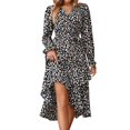 thumbnail image 1 of WTOBBY Women's Floral Pattern Tunic Long Sleeve Dress with Waist Tie Casual Flowy Silhouette for Everyday Elegance Versatile Print Design for Spring and Fall,Black L, 1 of 7