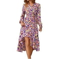thumbnail image 1 of WTOBBY Women's Floral Pattern Tunic Long Sleeve Dress with Waist Tie Casual Flowy Silhouette for Everyday Elegance Versatile Print Design for Spring and Fall,Pink M, 1 of 7