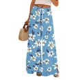 thumbnail image 1 of WTOBBY Women's Floral Print Adjustable Tie Waist Wide Leg Casual Pants with Stretch Belt, Functional Pockets and Comfortable Fit for Garden Parties and Weekend Relaxation,Sky Blue S, 1 of 6