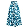 thumbnail image 1 of WTOBBY Women's Floral Print Bow Accent Maxi Skirt Pleated Tiered Long Skirt Casual Boho Skirt with Elastic Waist and Lightweight Flowy Fabric for Spring,Blue L, 1 of 3