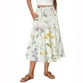 thumbnail image 1 of WTOBBY Women's Floral Print Flowy Flared Maxi Skirt with Ruffle Hem, A-Line Elastic Waist Elegant Tiered Layered Bohemian Long Skirt for Casual Summer and Beach Events,Light Purple 2XL, 1 of 4