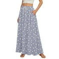 thumbnail image 1 of WTOBBY Women's Floral Print Flowy Flared Maxi Skirt with Ruffle Hem, A-Line Elastic Waist Elegant Tiered Layered Bohemian Long Skirt for Casual Summer and Beach Fashion,Purple M, 1 of 5