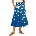 thumbnail image 1 of WTOBBY Women's Floral Print Flowy Flared Maxi Skirt with Ruffle Hem, A-Line Elastic Waist Elegant Tiered Layered Bohemian Long Skirt for Casual Summer Outfits and Beach Parties,Blue L, 1 of 4