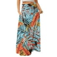 thumbnail image 1 of WTOBBY Women's Floral Print Flowy Maxi Skirt Bohemian Style Casual Summer Beach Long Skirt Elastic Waist Lightweight Tiered Pleated Skirt with Drawstring Waist,Light Blue 2XL, 1 of 5